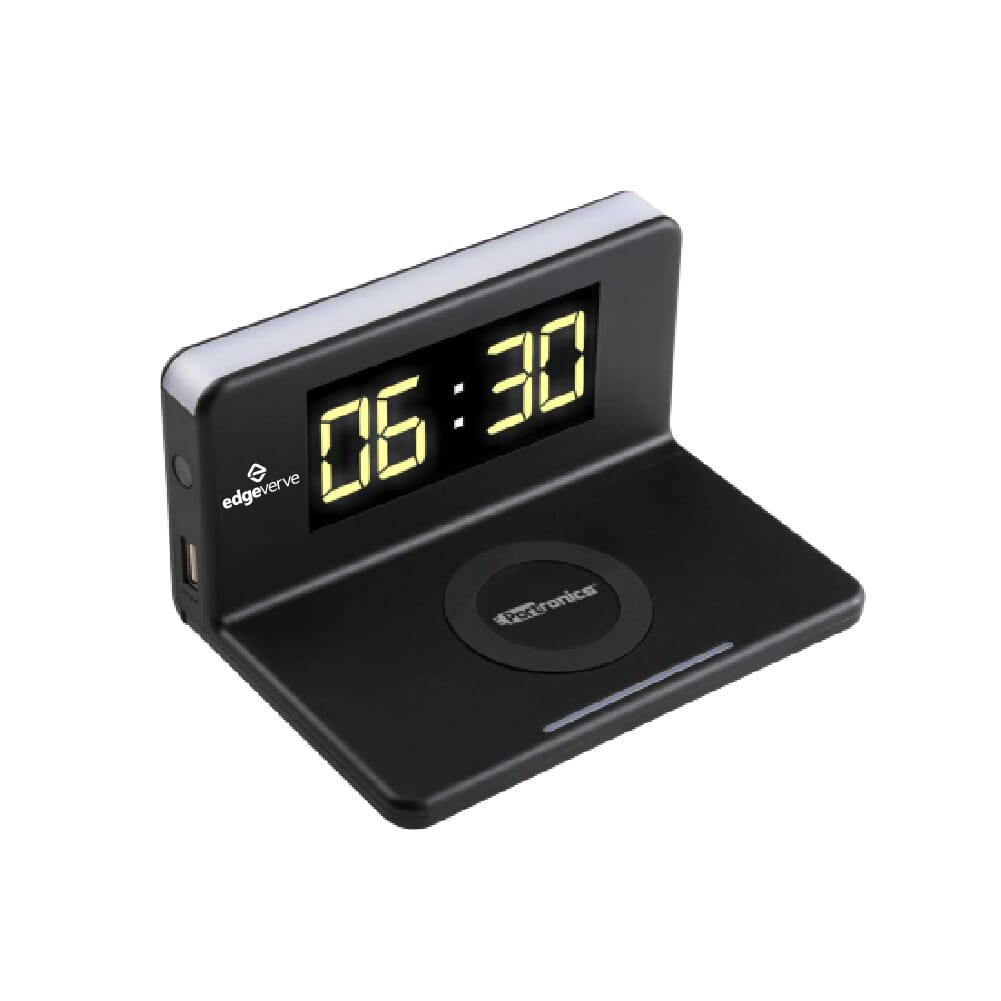 Portronics Desktop Wireless Charger with Alarm Clock and LED Lamp